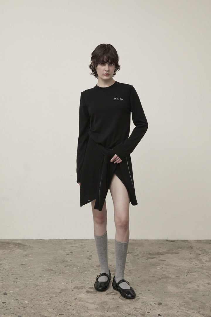 Matin Kim Cashmere Blended Round Knit — Black