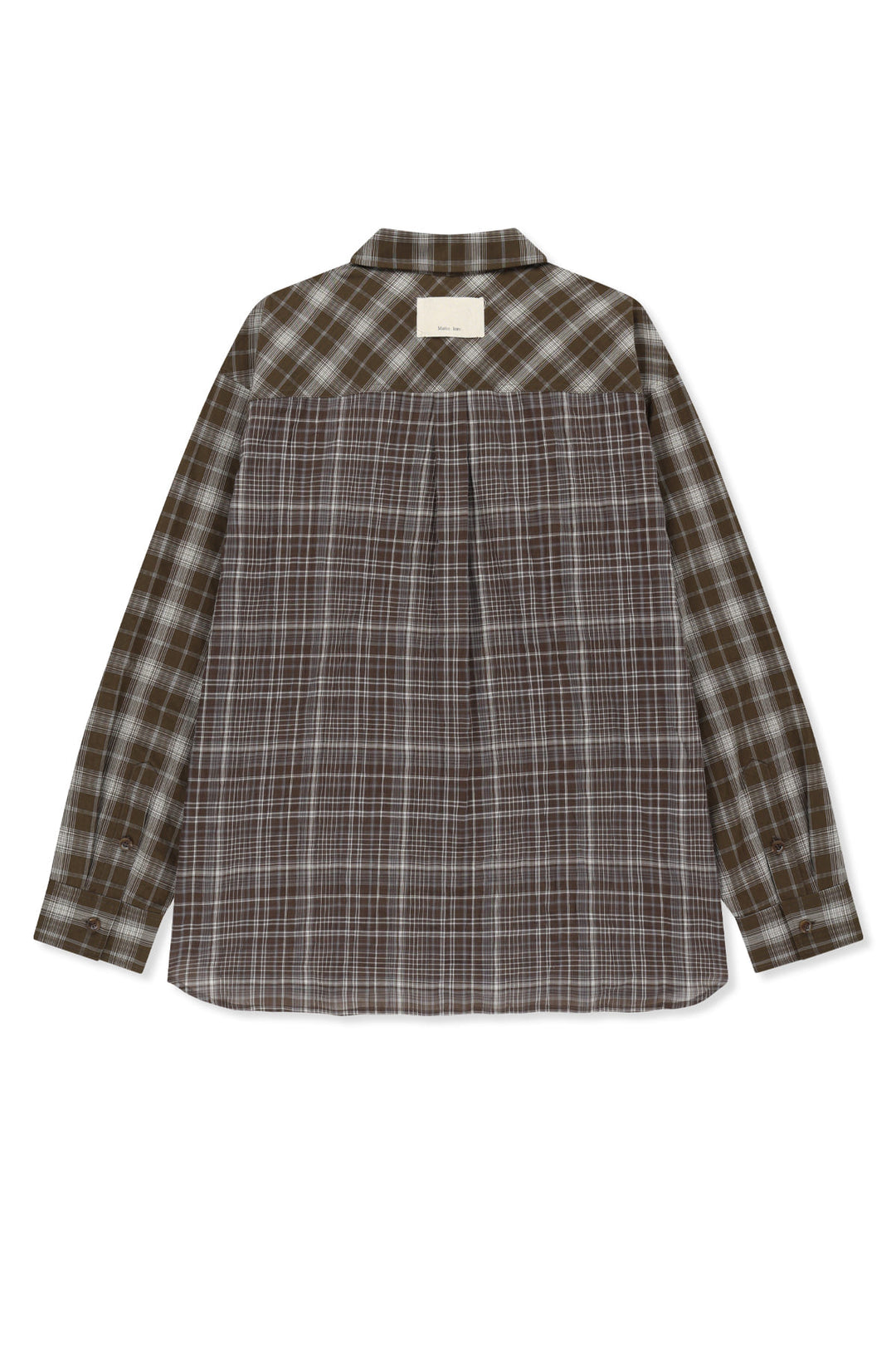 Matin Kim Mixed Check Overfit Shirt — Brown