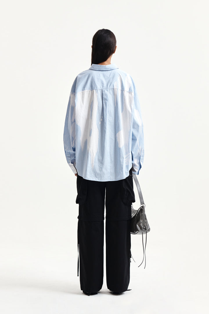 Matin Kim Embroidery Small Logo Shirt — Light Blue