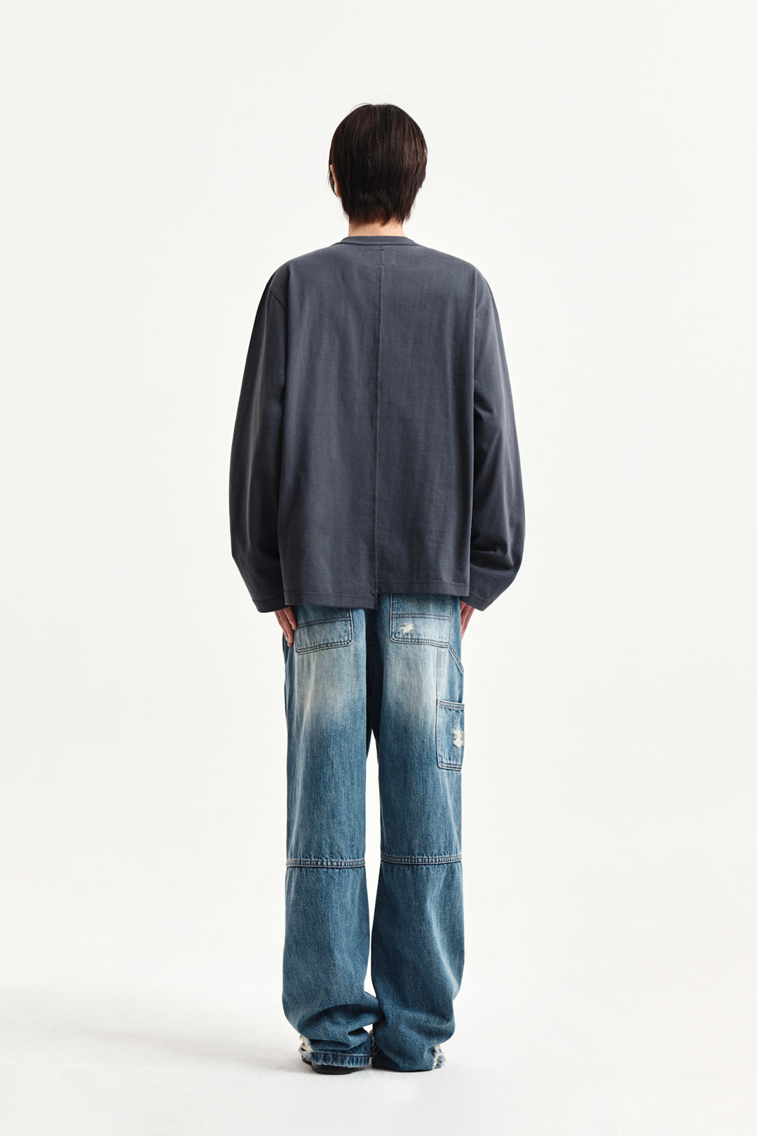 Matin Kim Asymmetric Logo Top — Charcoal