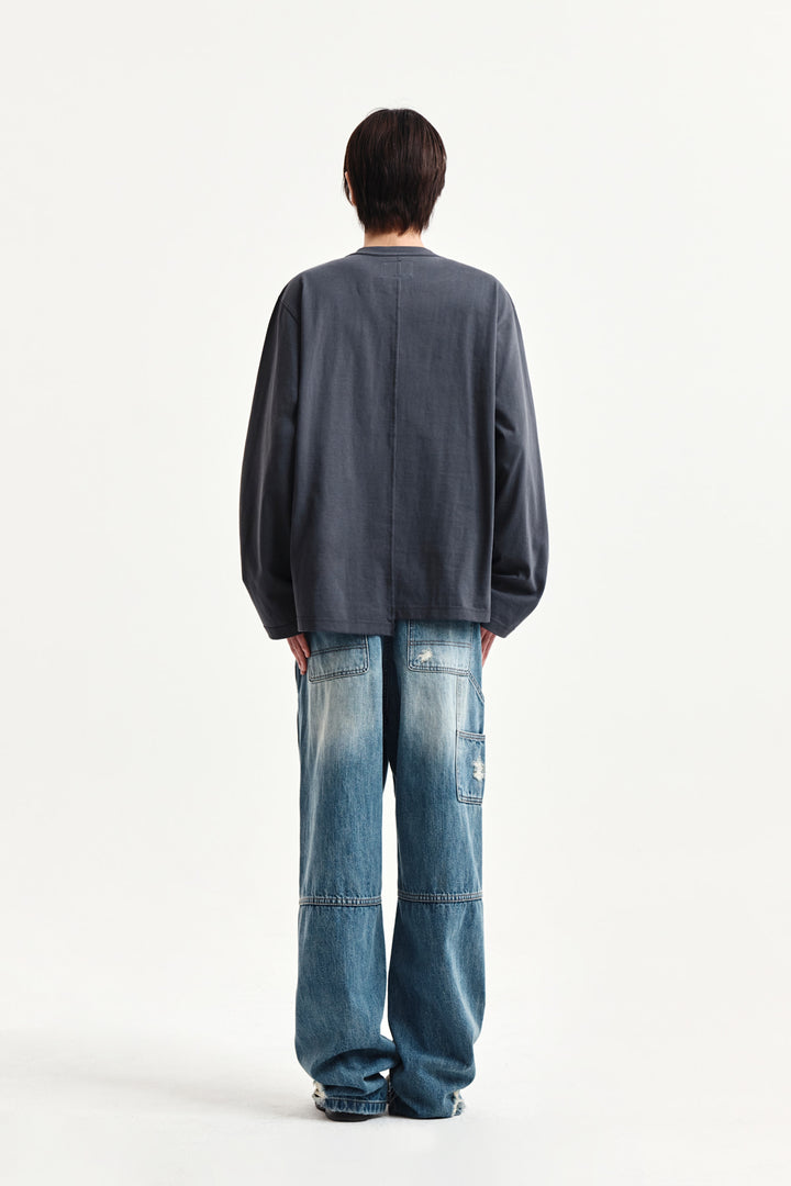 Matin Kim Asymmetric Logo Top — Charcoal