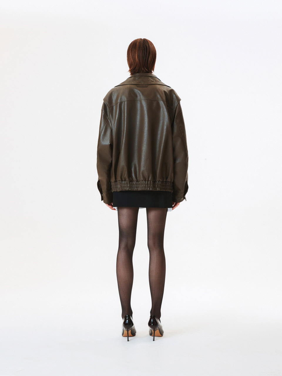 KIMMATIN Oversize Layered Leather Jumper — Brown