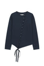 Matin Kim Asymmetric Button Closure Top — Navy blue