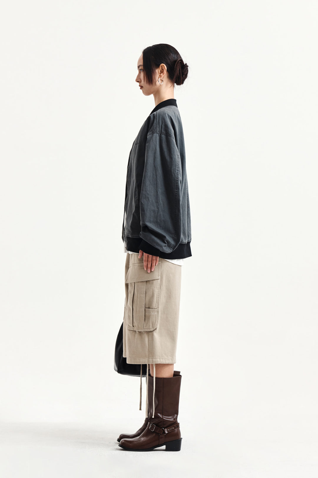 Matin Kim Utility Cargo Bermuda Shorts — Beige