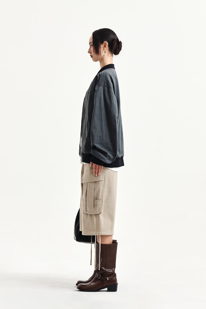 Matin Kim Utility Cargo Bermuda Shorts — Beige