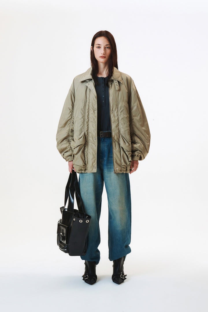 KIMMATIN Padded Nylon Work Jumper in Light — Khaki
