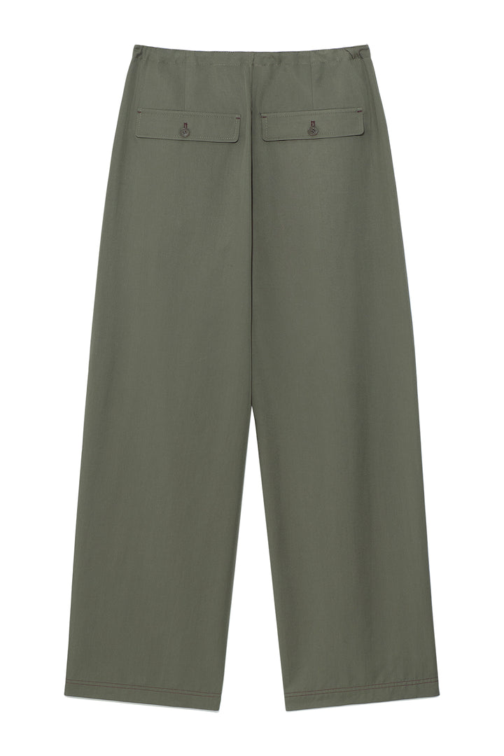 Matin Kim Button Point String Wide Pants — Khaki