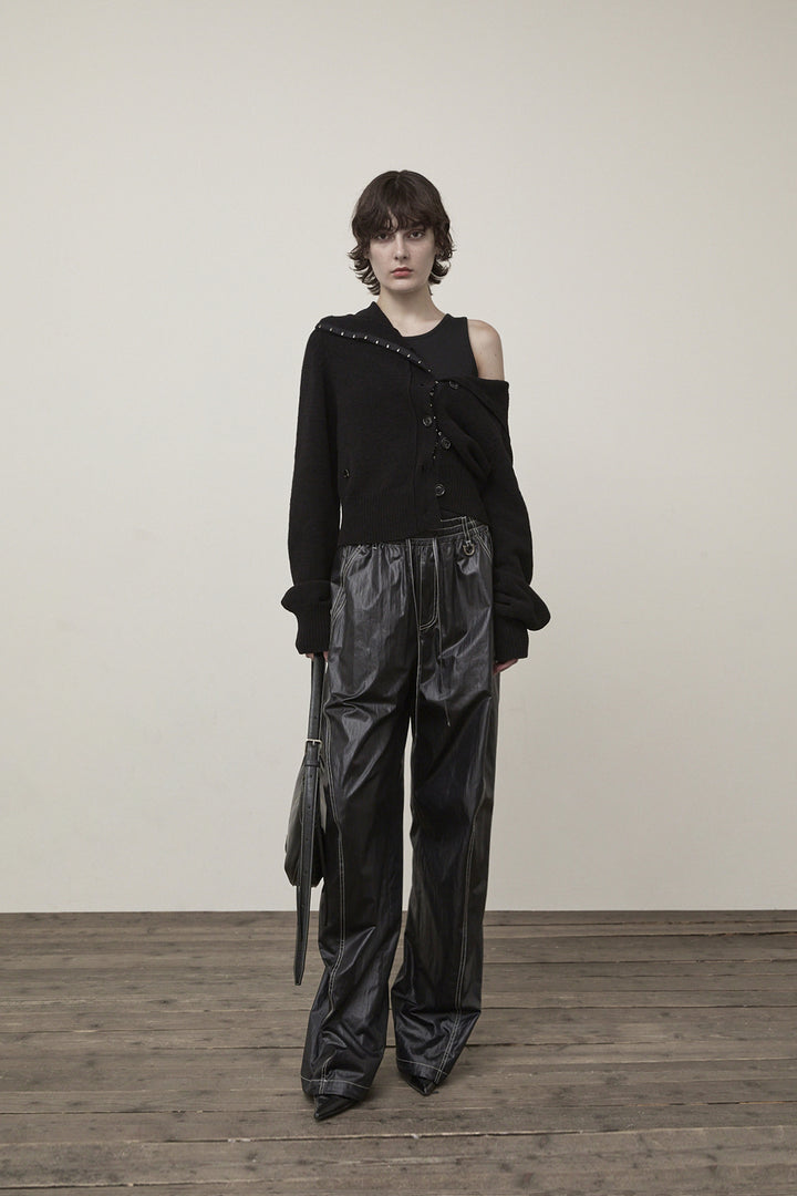 Matin Kim Glossy Banding Track Pants — Black