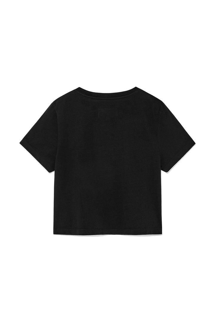 Matin Kim Unbalance Logo Crop Top — Black