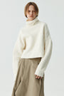 KIMMATIN Wool Blended High Neck Crop Pullover — Ivory