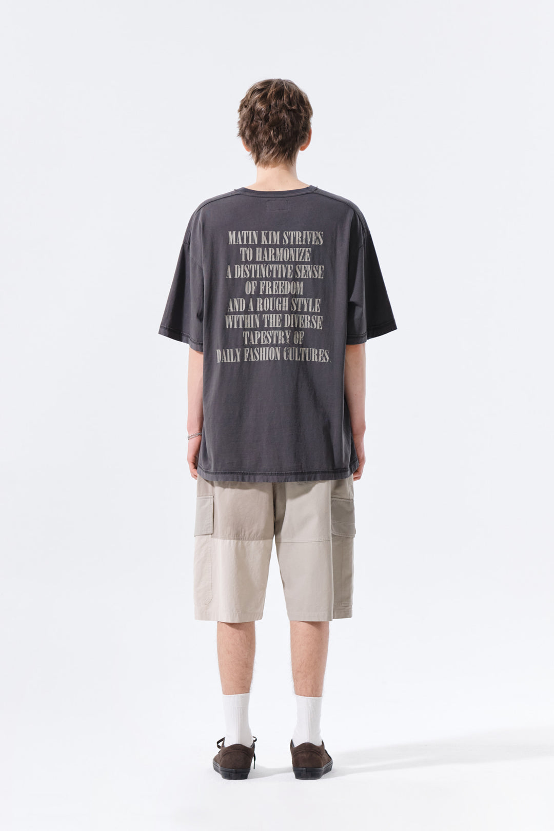 Matin Kim Vintage Lettering Graffiti Top — Charcoal