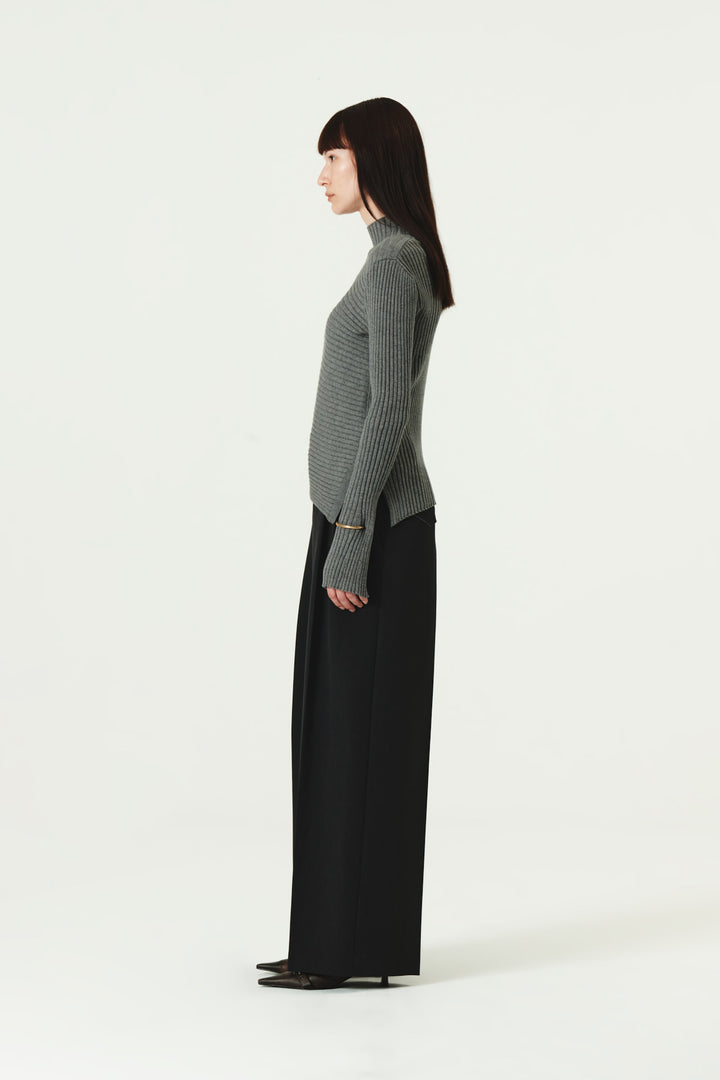 KIMMATIN Back Yoke Detail Wide Trouser — Charcoal