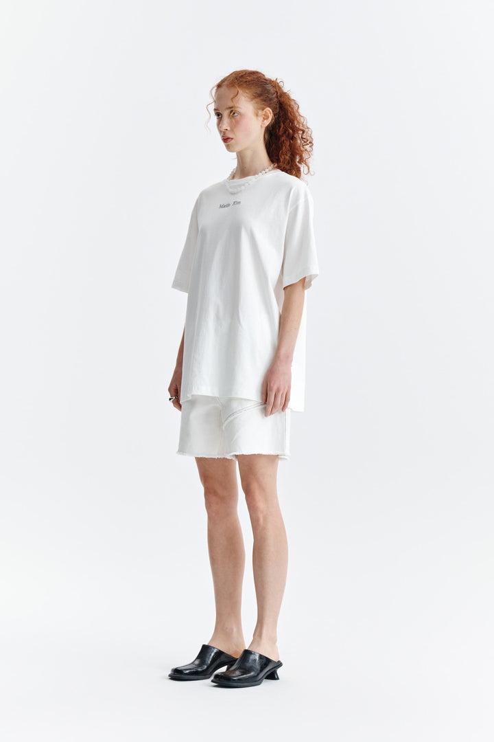 Matin Kim Embroidery Small Logo Oversize Top — White