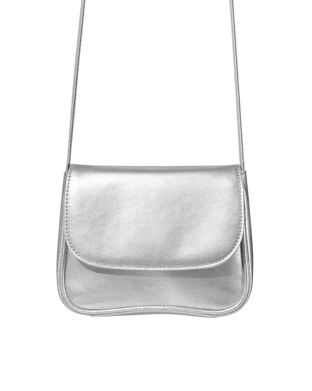 Stand Oil Cookie Bag — Glossy Shoulder Crossbody — Silver