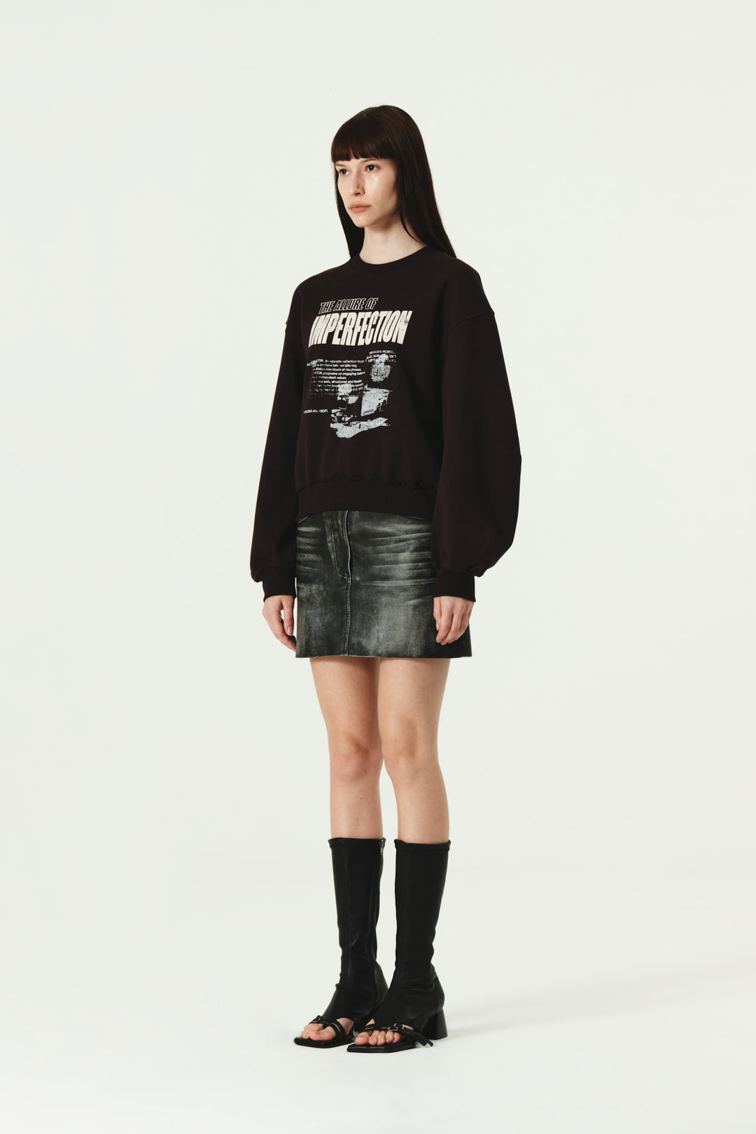 KIMMATIN Vintage Printing Sweatshirt — Burgundy