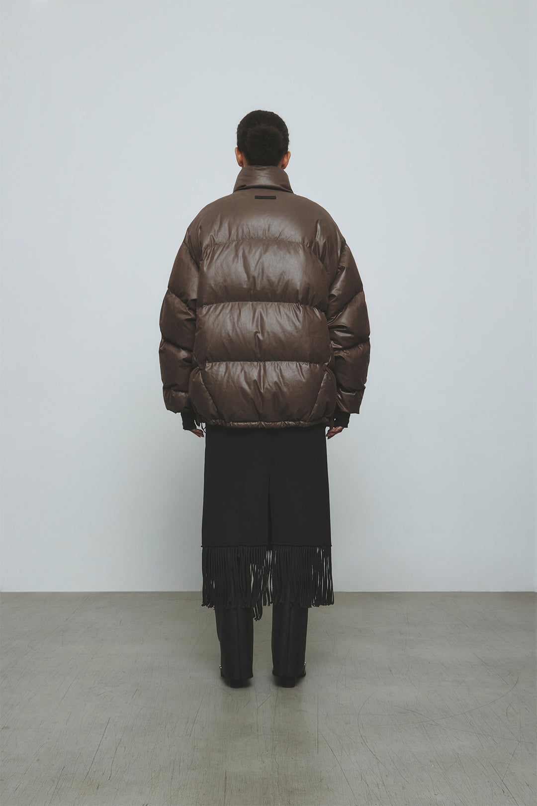 KIMMATIN Zipper Detail Goose Down Jumper — Brown