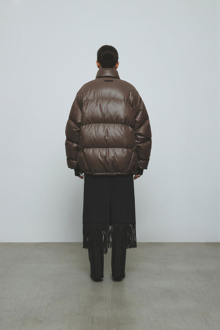 KIMMATIN Zipper Detail Goose Down Jumper — Brown