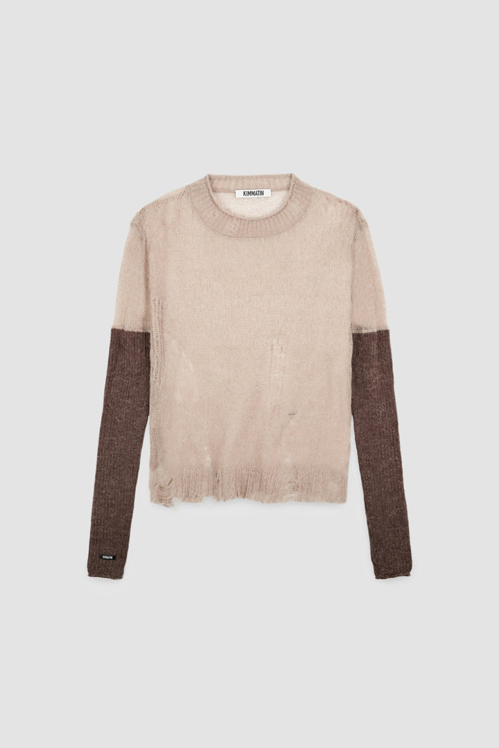 KIMMATIN Hand Warmer Layered Pullover — Beige