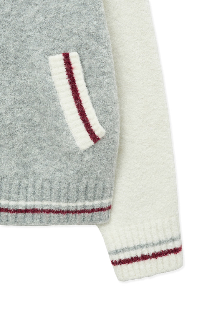 Matin Kim High Neck Raglan Zip Knit — Ivory