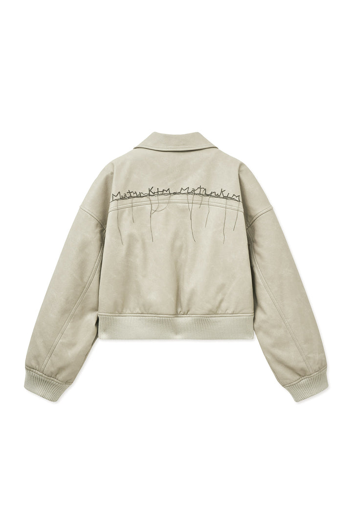 Matin Kim Faux Leather Overshirt — Light Grey
