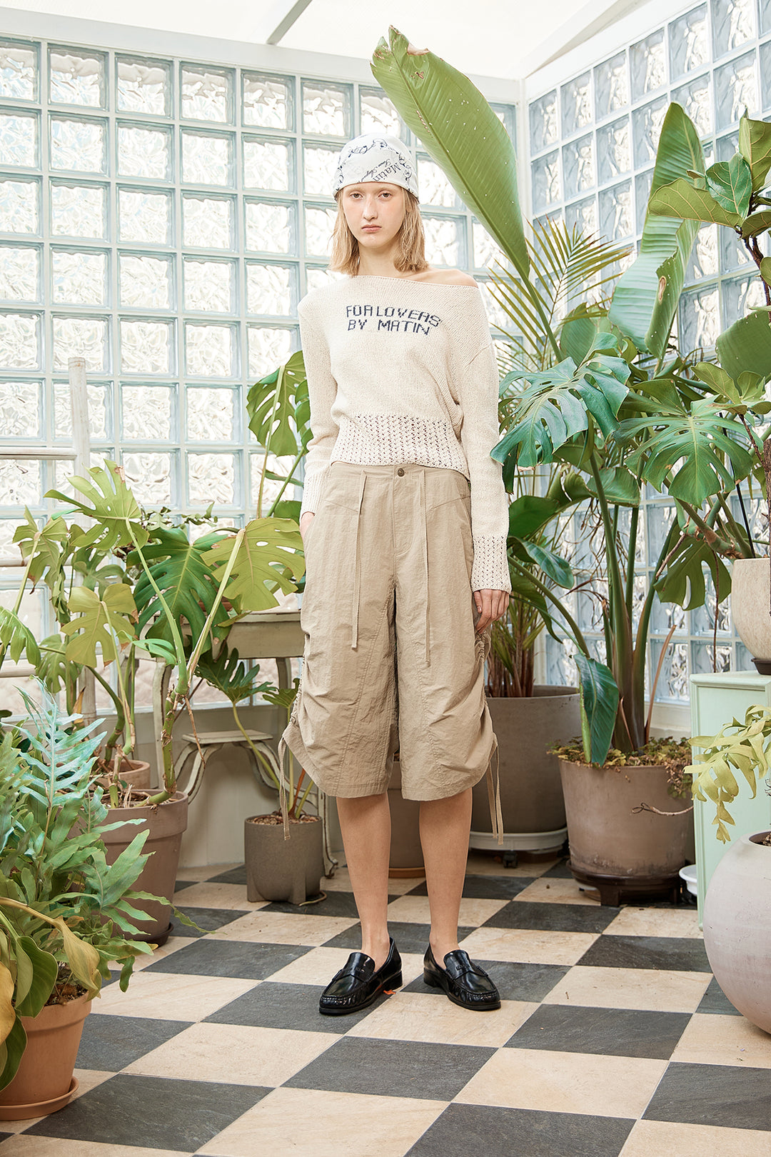 Matin Kim Nylon String Half Pants — Beige