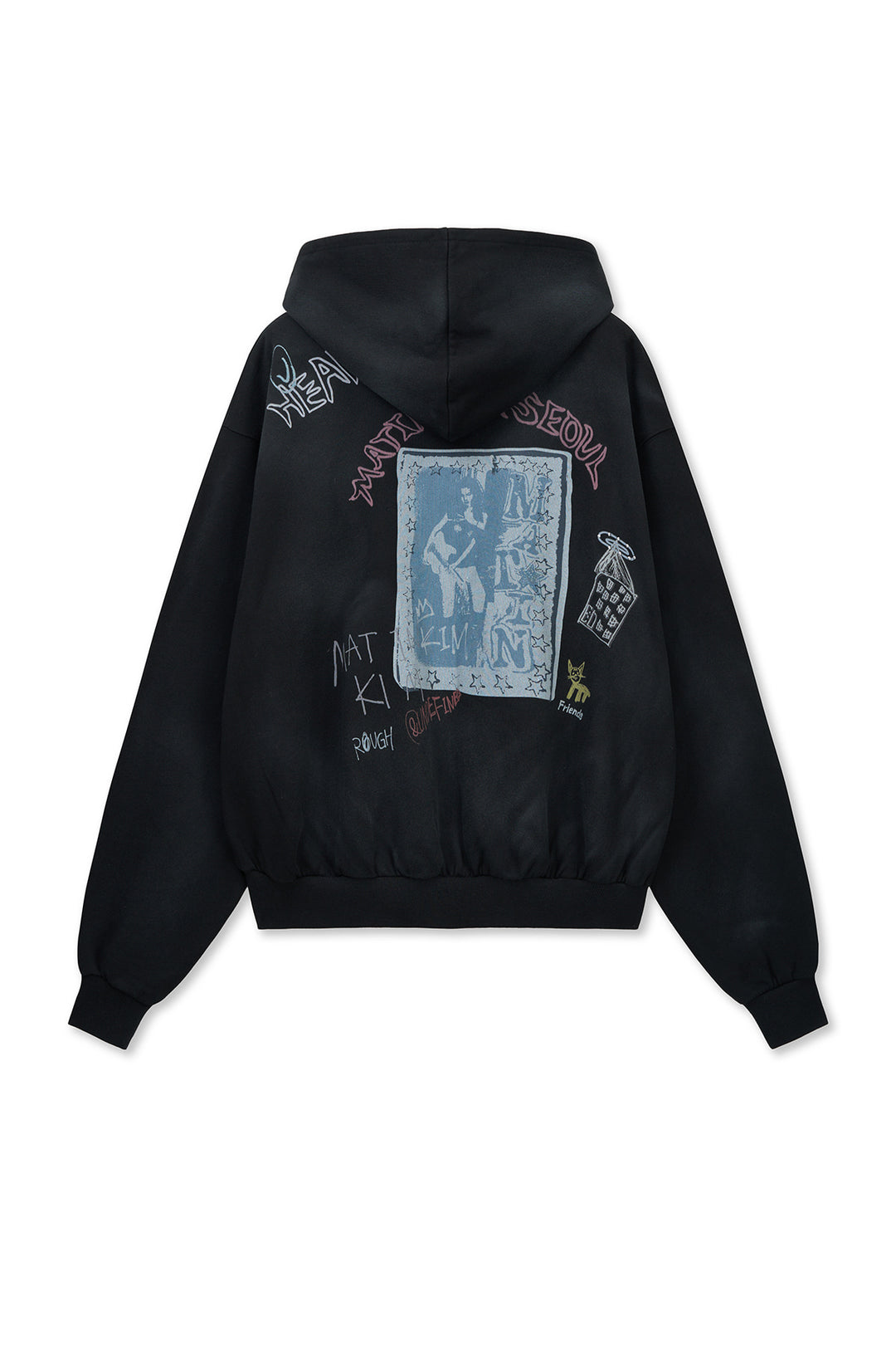Matin Kim Vintage Washed Graffiti Zip Hoody — Black