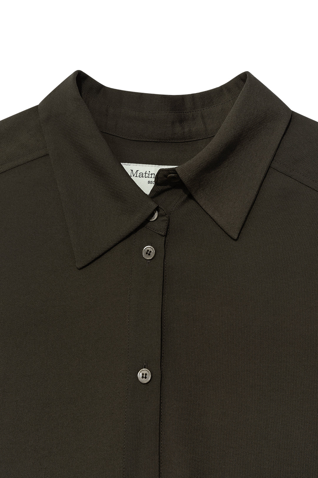 Matin Kim Unbalance Collar Half Shirt Khaki — Brown