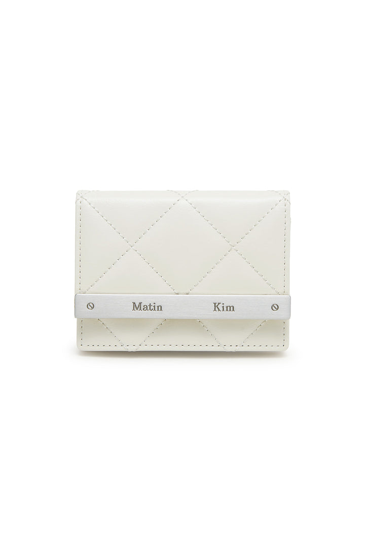 Matin Kim Puff Quilt Leather Wallet — Ivory