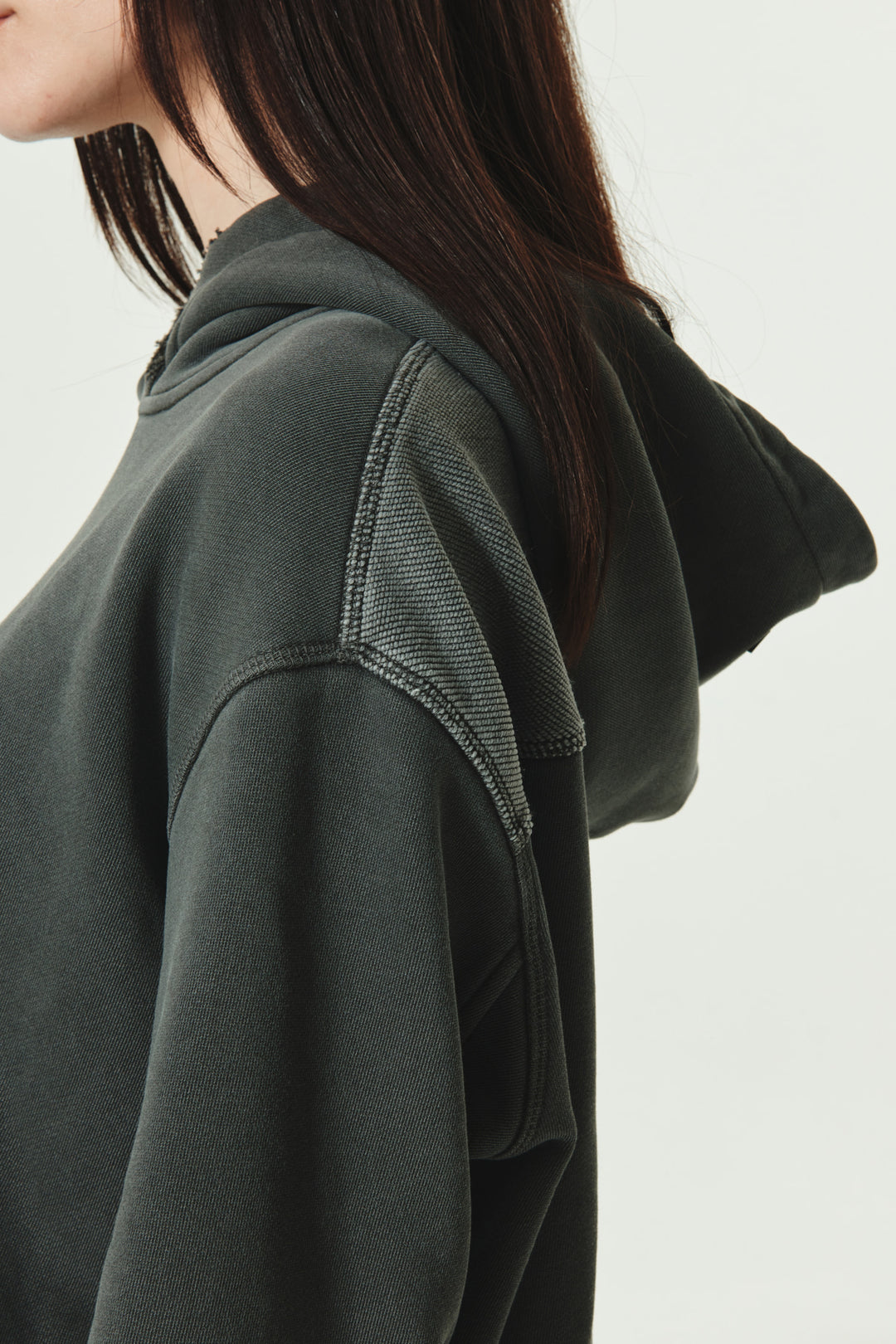 KIMMATIN Logo Point Pigment Dyed Hoodie — Charcoal