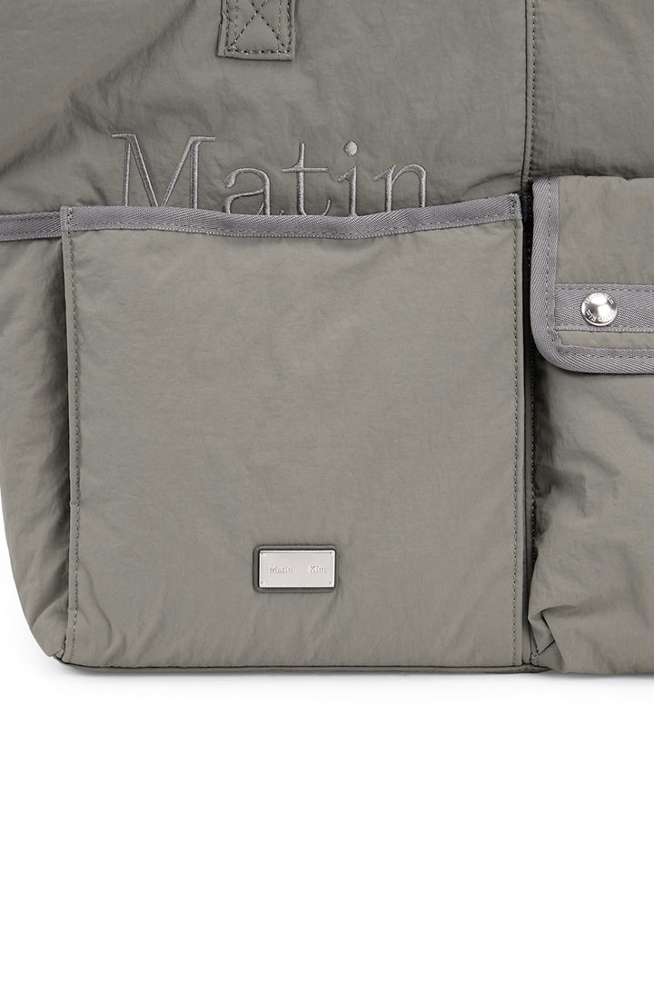 Matin Kim Pocket Utility Nylon Shoulder Bag — Khaki