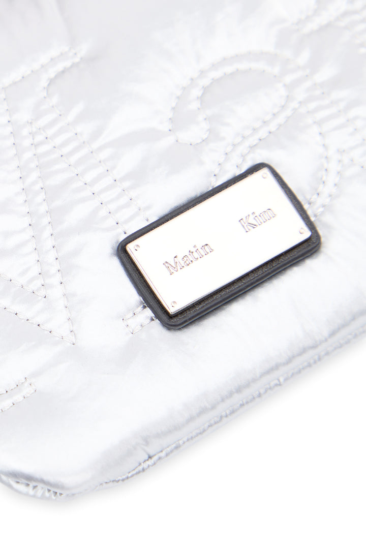 Matin Kim Logo Stitch Sporty Wallet — Silver