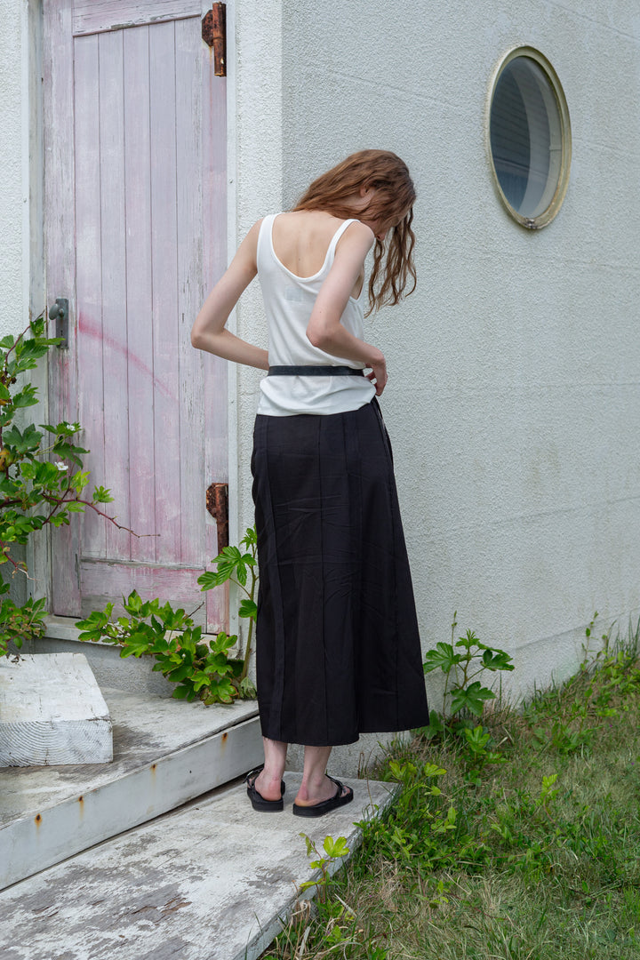 Matin Kim Unbalance Tuck Sleeveless Top — White