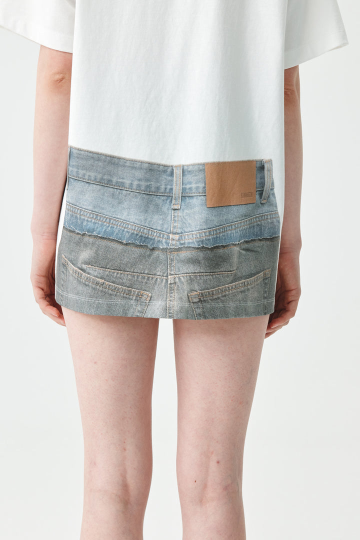 KIMMATIN Denim Printing Oversize Top — White