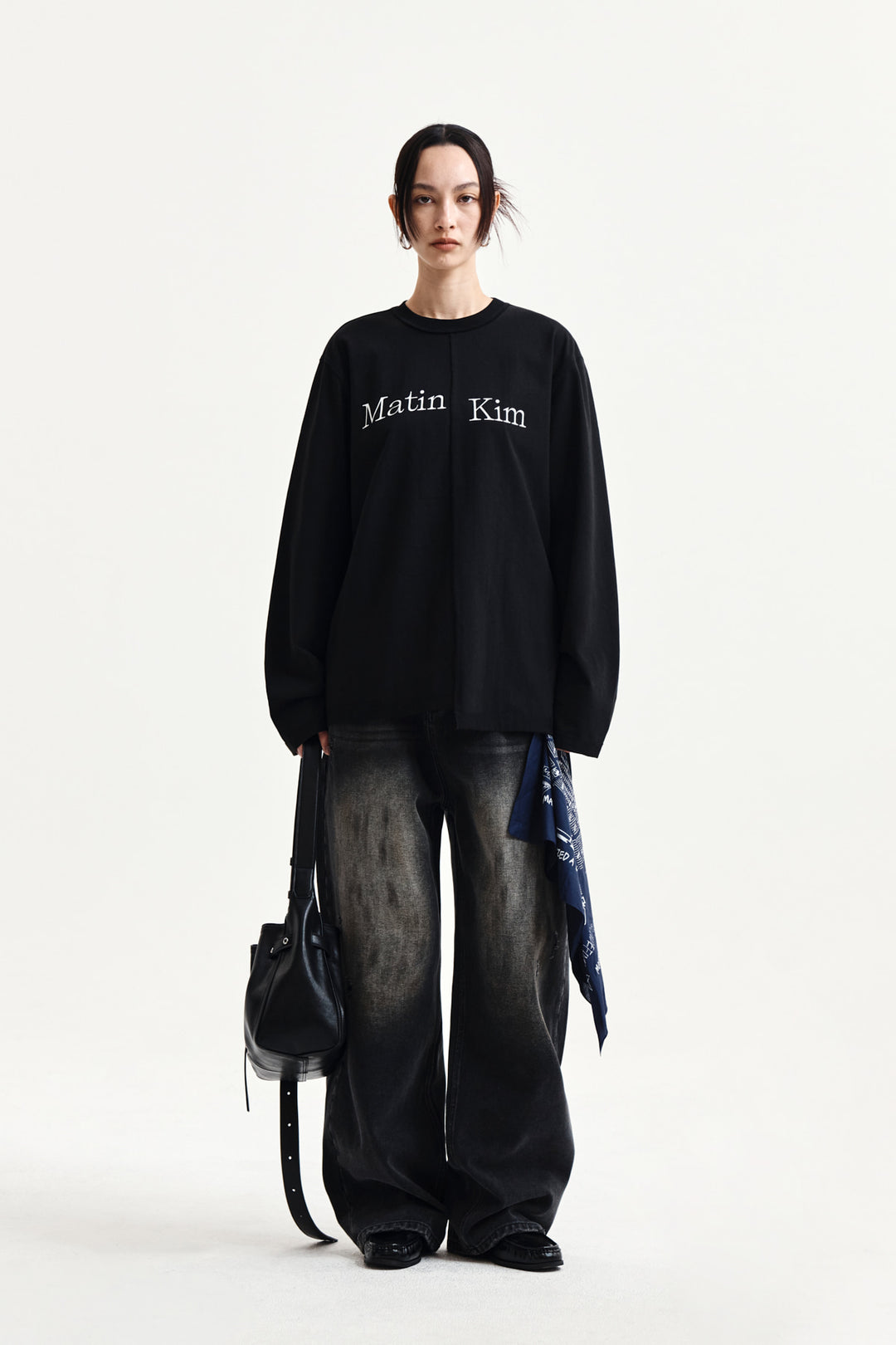 Matin Kim Asymmetric Logo Top — Black