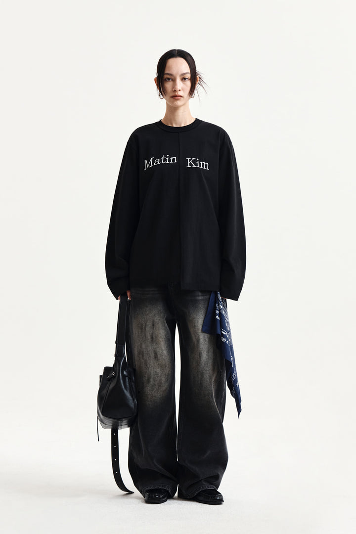 Matin Kim Asymmetric Logo Top — Black