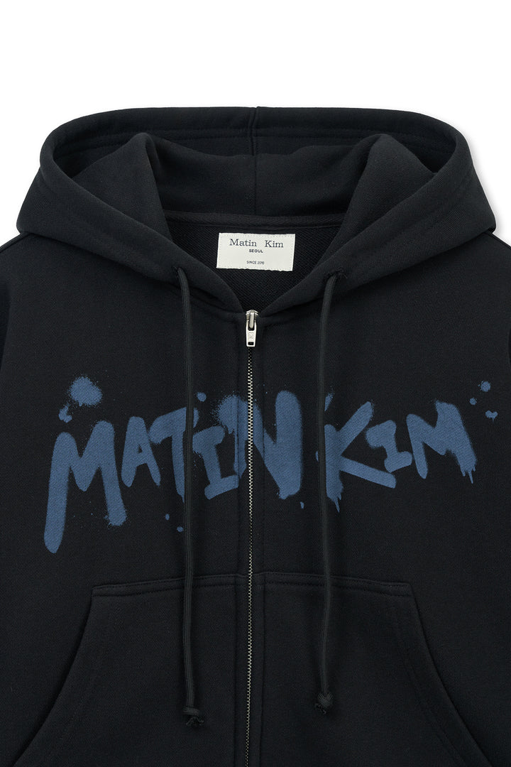 Matin Kim Graffiti Logo Crop Hoodie — Black