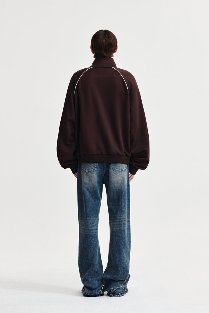 Matin Kim Heart Logo Track Jumper — Brown