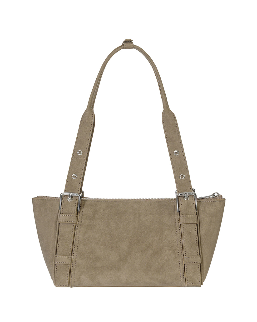Stand Oil Boat Bag — Glossy Shoulder Crossbody — Taupe
