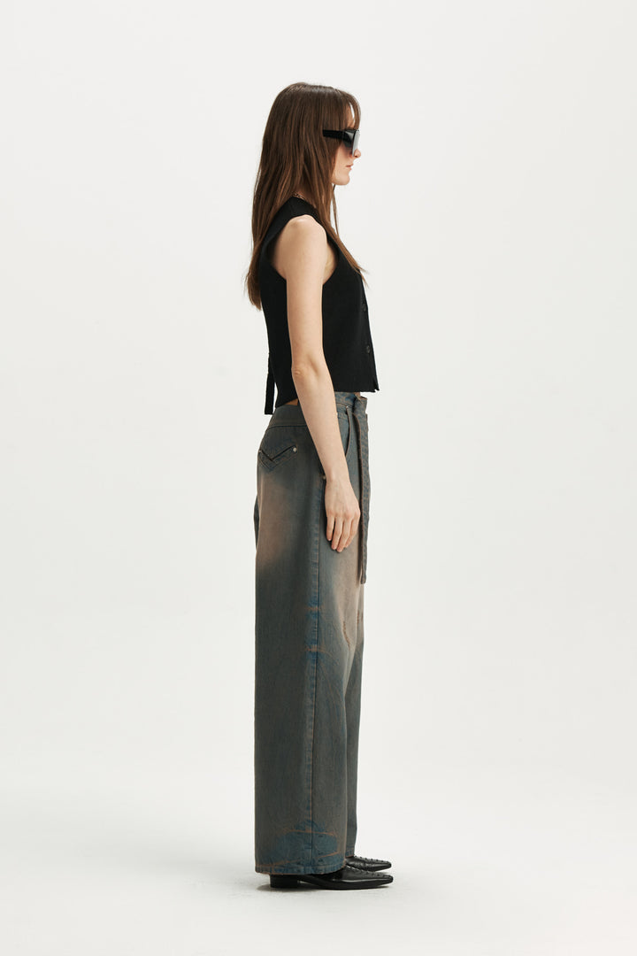 KIMMATIN Button Point Knit Vest — Black