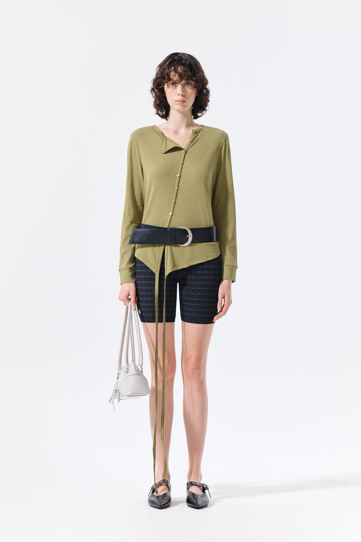 Matin Kim Stripe Knit Shorts — Navy blue