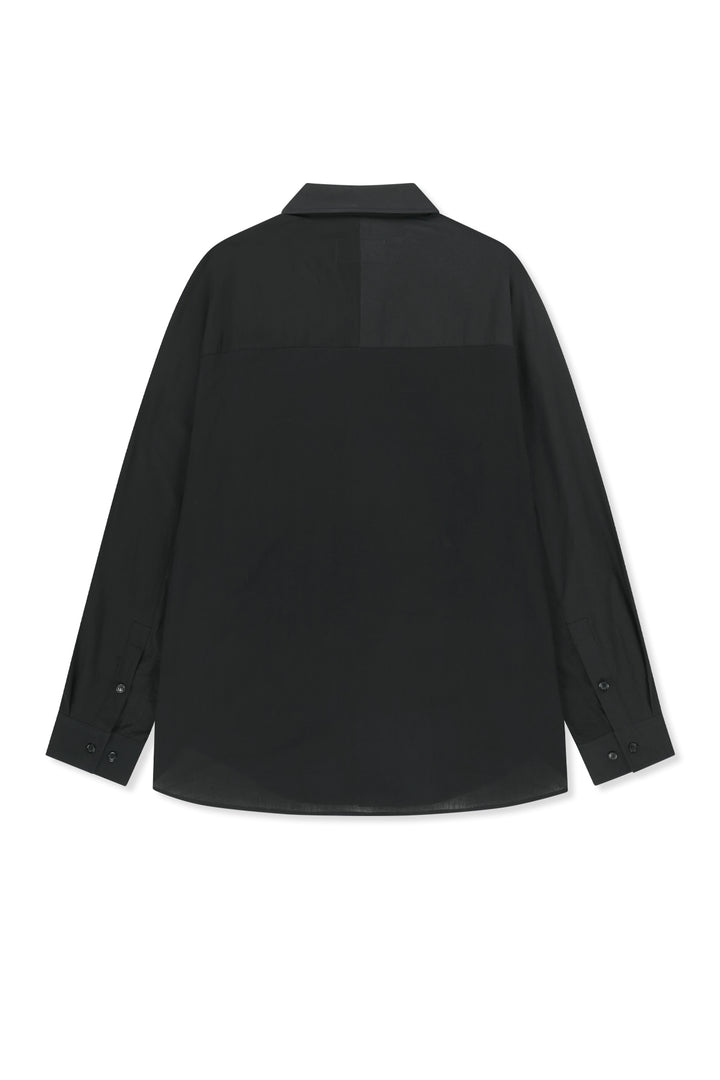 Matin Kim Mixed Panel Over Fit Shirt — Black