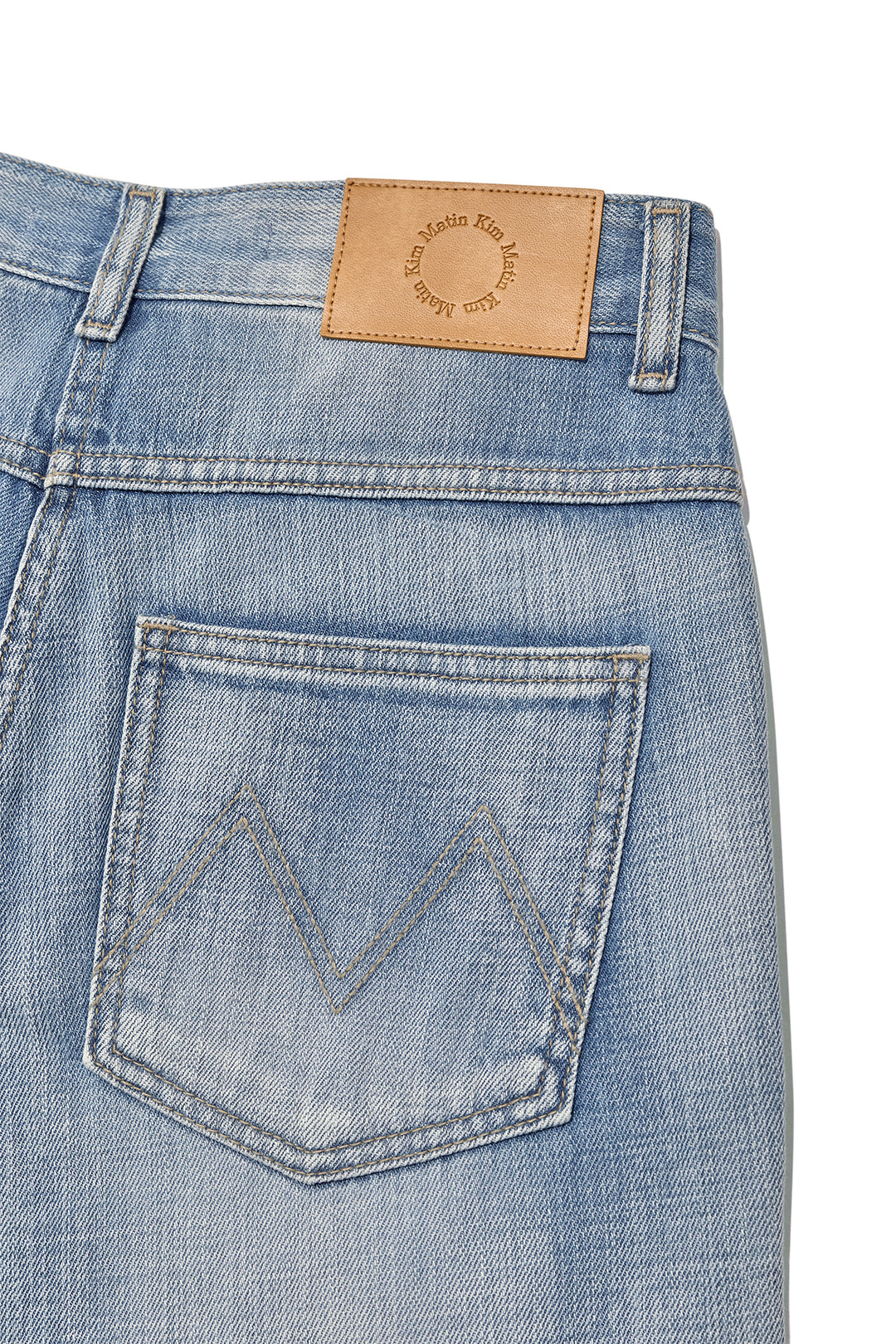 Matin Kim Out Pocket Washed Denim Pants — Light Blue