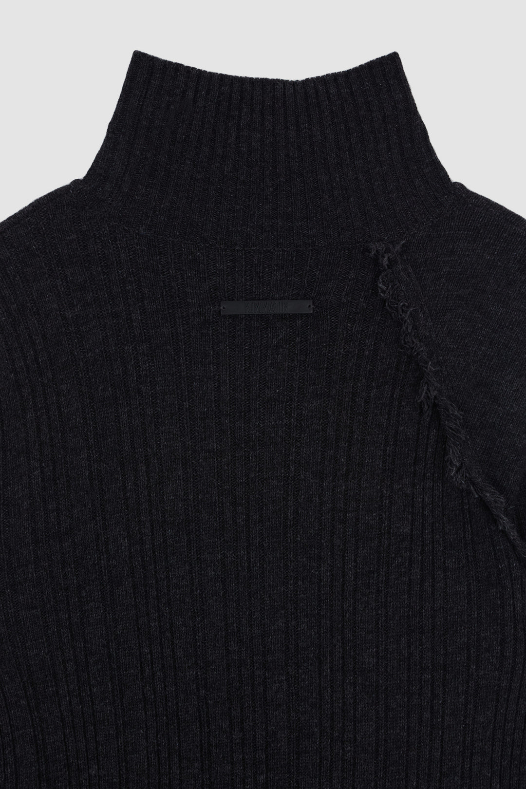 KIMMATIN Unbalance Fringe Knit Dress — Charcoal