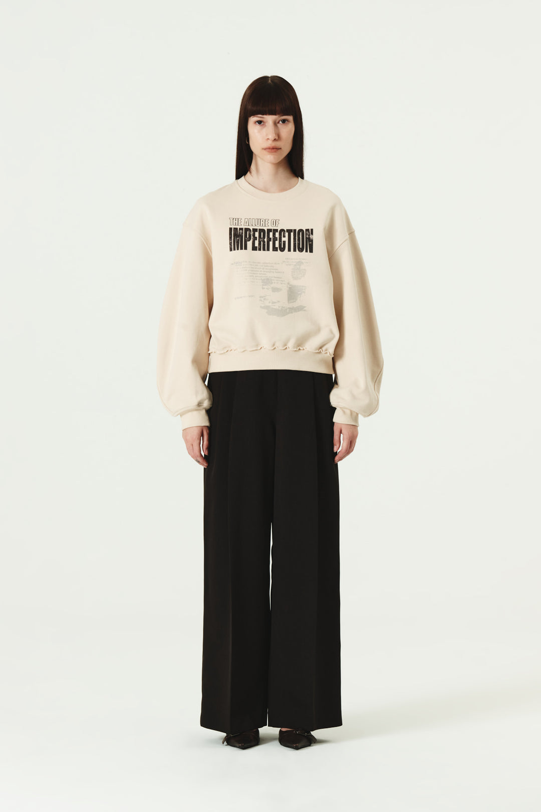 KIMMATIN Vintage Printing Sweatshirt — Cream