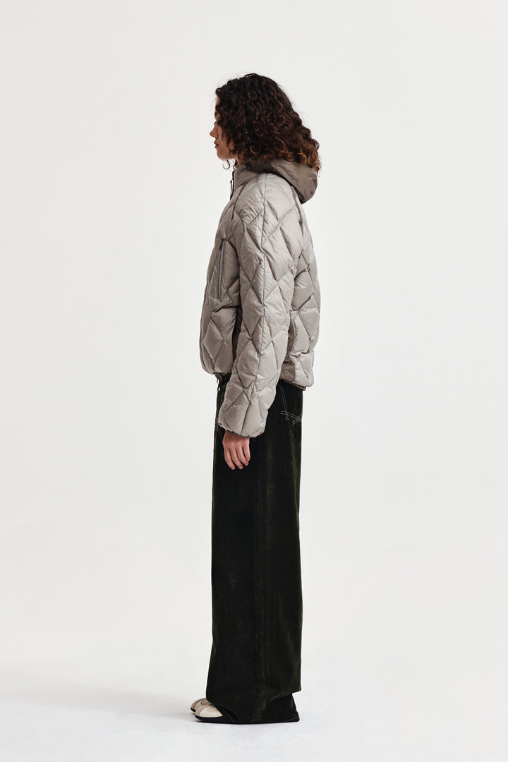 Matin Kim Quilting Hoody Lightweight Jumper — Beige
