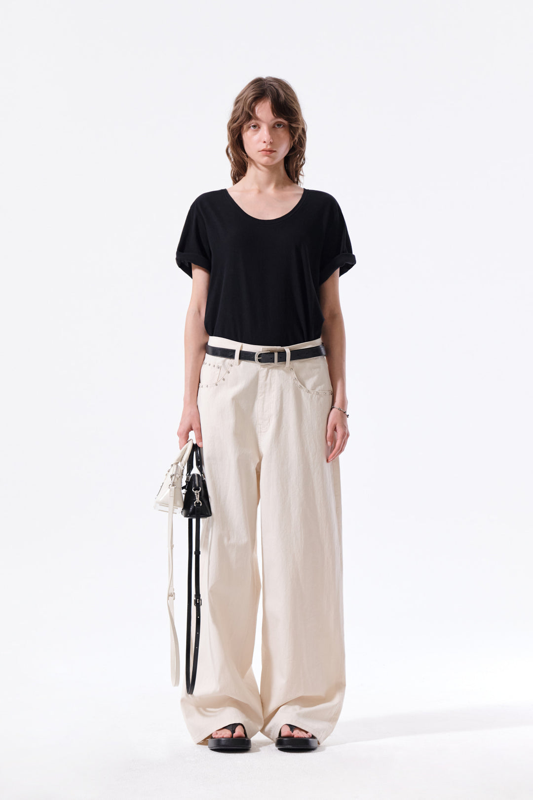 Matin Kim Stud Point Color Denim Pants — Cream