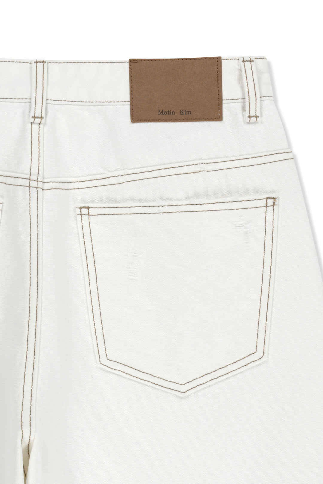 Matin Kim Destroyed Color Dyeing Denim — White