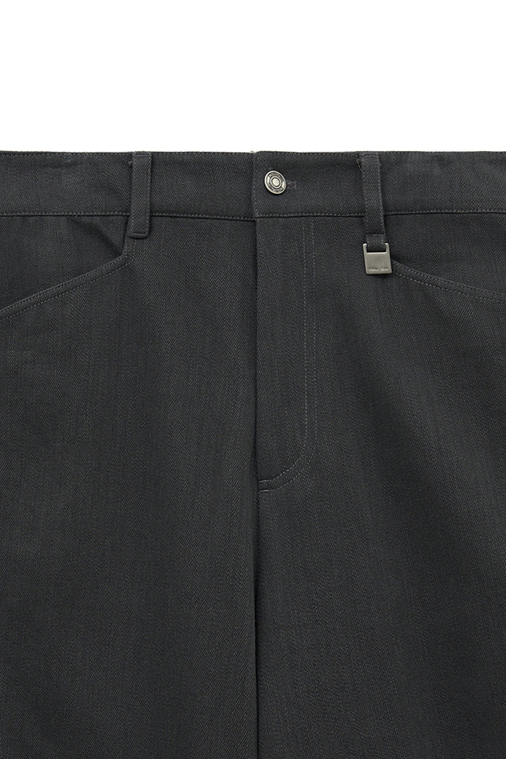Matin Kim Big Pocket Two-Tone Wide Pants — Charcoal