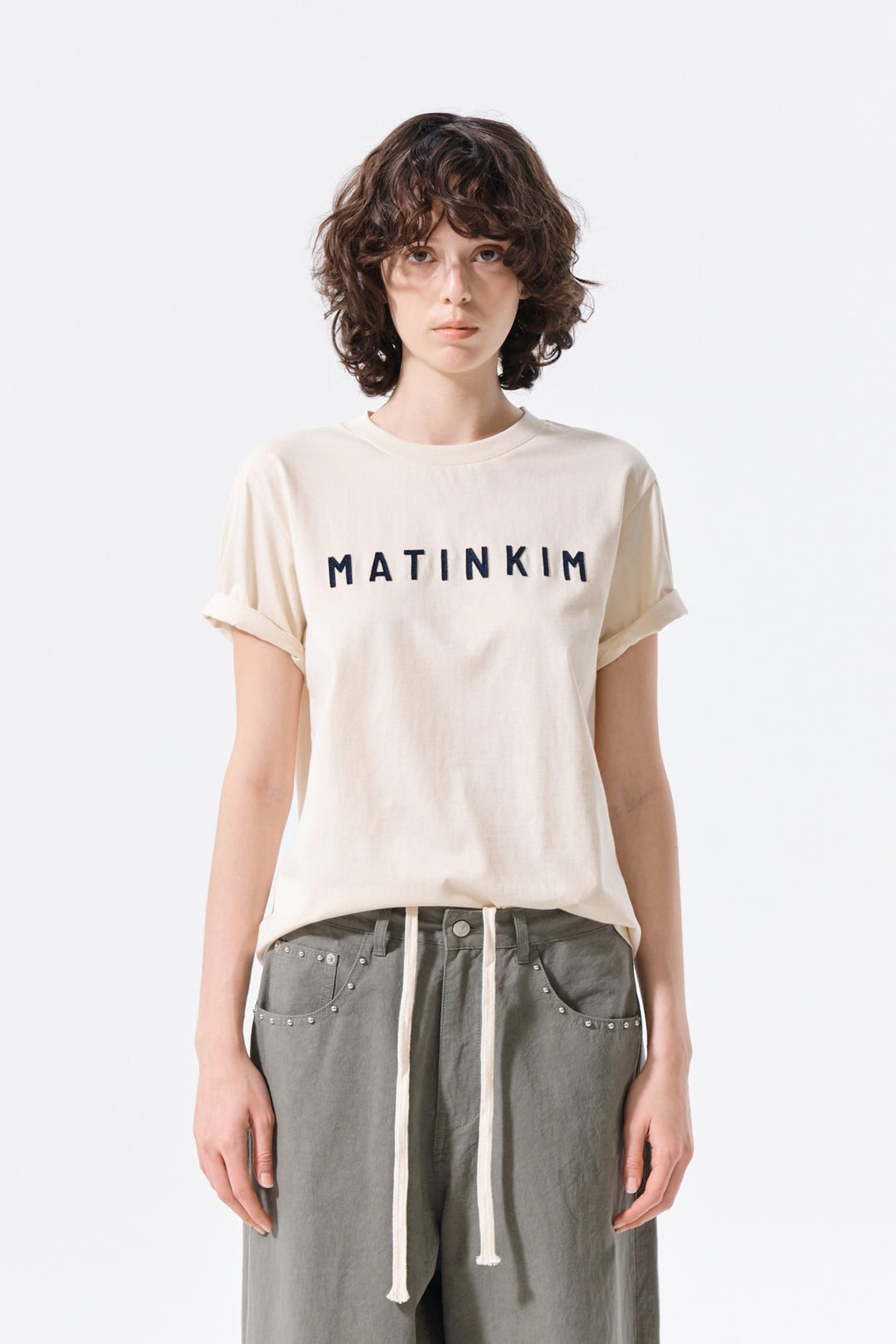 Matin Kim Applique Felt Logo Top — Cream