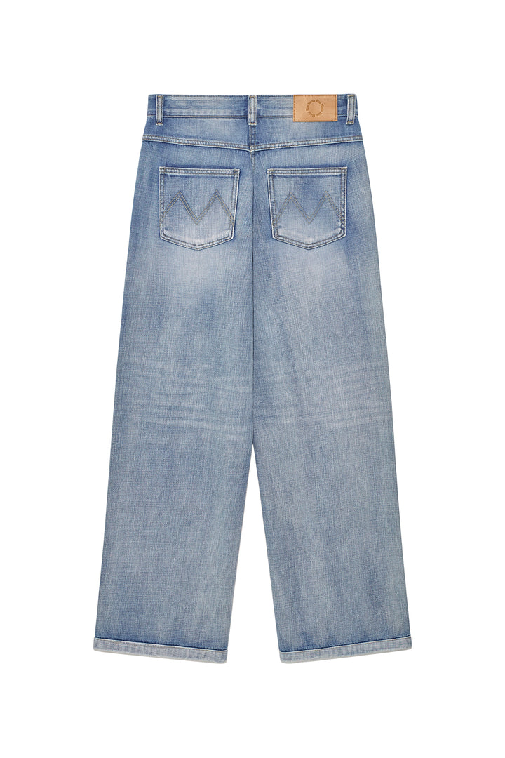 Matin Kim Out Pocket Washed Denim Pants — Light Blue